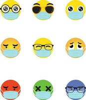 emoticons vervelend beschermend medisch masker van virus covid19. vector illustratie