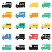 levering busje en Verzending vrachtauto vector pictogrammen.vector illustratie