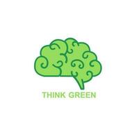 hersenen icoon met denken groente, groen hersenen icoon vector illustratie