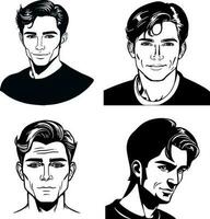 portretten van schattig tiener Mens heer vector logo stencil een deel 3