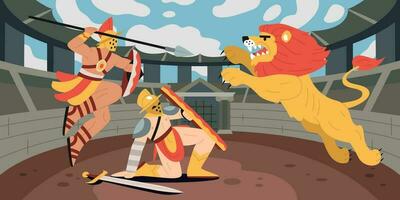 colosseum gladiator strijd samenstelling vector