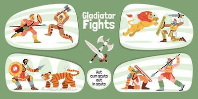 gladiator gevechten vlak infographics vector