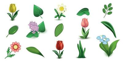 3d bloemen icoon reeks vector