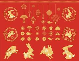 Chinese nieuw jaar traditioneel tekens vector