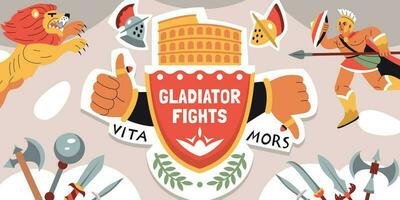 gladiator gevechten collage samenstelling vector