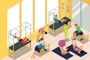 pilates Sportschool isometrische samenstelling vector