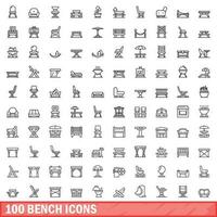 100 bank pictogrammen set, schets stijl vector