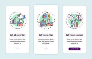 zelfcontroletechnieken onboarding paginascherm voor mobiele apps met concepten vector