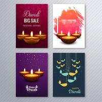 Poster met een diya voor diwali kleurrijke flyer-sjabloon collectio vector