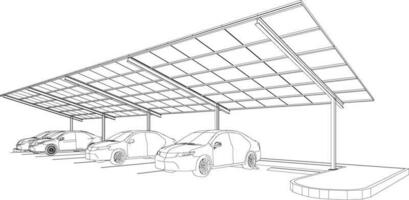 3d illustratie van zonne- carport vector