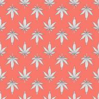 cannabis naadloos patroon. witte hennepbladeren op een oranje achtergrond. marihuana patroon vectorillustratie vector