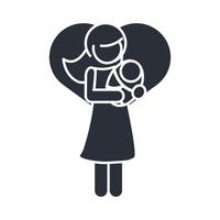 moeder met baby familiedag icoon in silhouetstijl vector