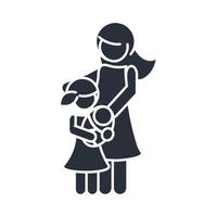 moeder en dochter met een babay-familiedagpictogram in silhouetstijl vector