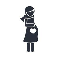 zwangere vrouw moeder karakter familiedag icoon in silhouet stijl vector