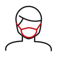 man avatar met masker lijn bicolor stijl icoon vector design