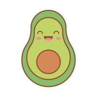 verse avocado kawaii lijn en vulstijl vector