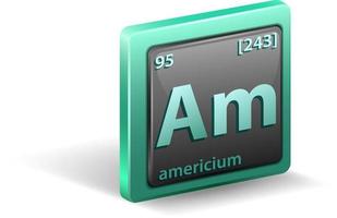 americium scheikundig element. chemisch symbool met atoomnummer en atoommassa. vector