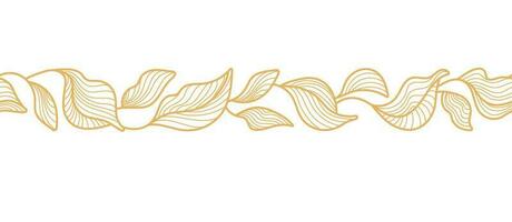 gouden bladeren, vector lijn grens naadloos patroon