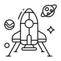 conceptuele lineair ontwerp icoon van raket vector