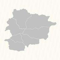 gedetailleerd kaart van Andorra met staten en steden vector