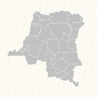 gedetailleerd kaart van democratisch republiek van de Congo met staten en steden vector