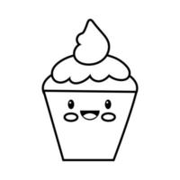 zoete cupcake heerlijke kawaii lijnstijl vector