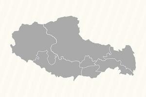 gedetailleerd kaart van Tibet met staten en steden vector
