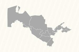 gedetailleerd kaart van Oezbekistan met staten en steden vector