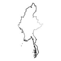 hand- getrokken bekleed Myanmar gemakkelijk kaart tekening vector