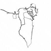 hand- getrokken Bahrein kaart illustratie vector