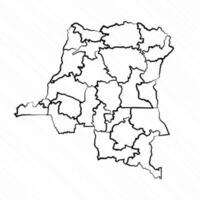 hand- getrokken democratisch republiek van de Congo kaart illustratie vector