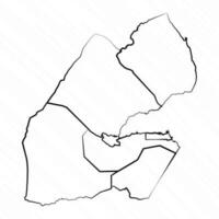 hand- getrokken Djibouti kaart illustratie vector