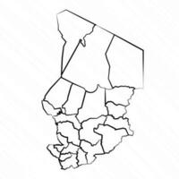 hand- getrokken Tsjaad kaart illustratie vector