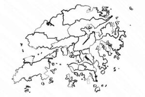 hand- getrokken hong Kong kaart illustratie vector