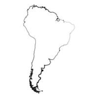 hand- getrokken bekleed zuiden Amerika gemakkelijk kaart tekening vector