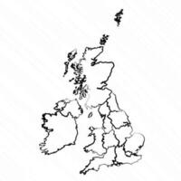 hand- getrokken uk kaart illustratie vector