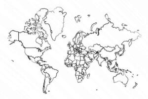 hand- getrokken wereld kaart illustratie vector