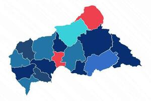 veelkleurig kaart van centraal Afrikaanse republiek met provincies vector