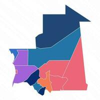 veelkleurig kaart van mauritania met provincies vector