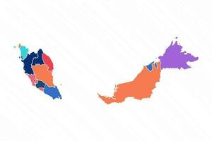 veelkleurig kaart van Maleisië met provincies vector