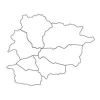 schets schetsen kaart van Andorra met staten en steden vector
