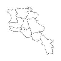 schets schetsen kaart van Armenië met staten en steden vector