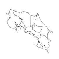 schets schetsen kaart van costa rica met staten en steden vector