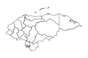 schets schetsen kaart van Honduras met staten en steden vector