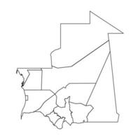 schets schetsen kaart van mauritania met staten en steden vector