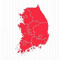staten kaart van zuiden Korea met gedetailleerd borders vector