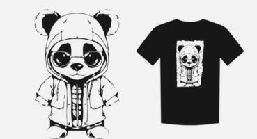 modieus volledige lichaam illustratie van een modieus panda. perfect voor afdrukken, overhemden, en logo's. combineert hipster stijl met een monochroom ontwerp. vector illustratie.