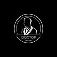 dokter persoon silhouet, apotheker arbeider abstract icoon, Gezondheid zorg arbeider teken, ronde logo voor apotheek, kliniek, ziekenhuis. vector illustratie