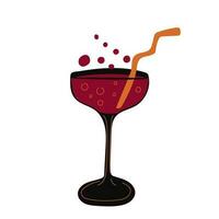 rood cocktail voor halloween martini oogbol decoratie eng. vector illustratie. vlak stijl