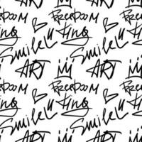 naadloos stedelijk typografie hipster straat kunst graffiti muur slogan. mode hand- tekening textuur, straat kunst retro stijl, oud school- ontwerp voor t-shirt, textiel, omhulsel papier, zwart wit vector